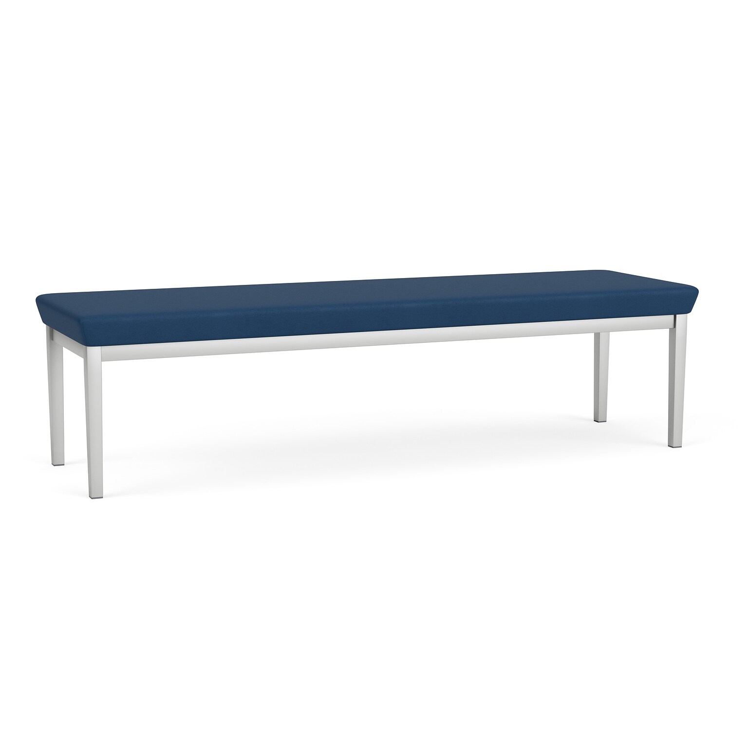 Lesro Amherst Steel Vinyl 3-Seat Bench, Patriot Plus Blue Ridge/Silver (AS3001.SSV-01PPBR)