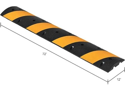 Global Industrial 72" Portable Rubber Speed Bump, Black w/ Yellow Stripes (708109)