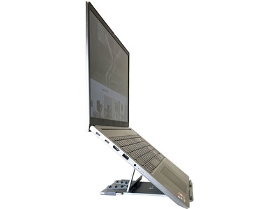 Amer 10" x 6" Aluminum Folding Laptop Stand for 15.6" Laptops, Silver (AMRNS01DG)