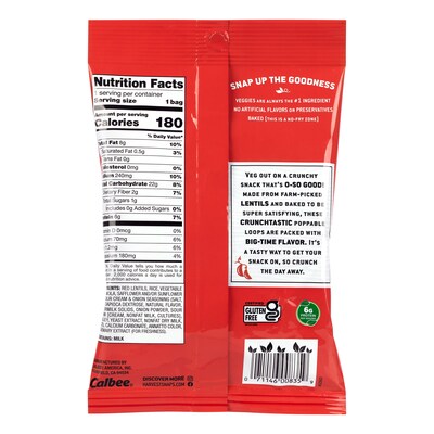 Harvest Snaps Crunchy Loops Gluten Free Sour Cream and Onion Vegetable Chips, 1.35 oz., 8 Bags/Pack (220-02516)