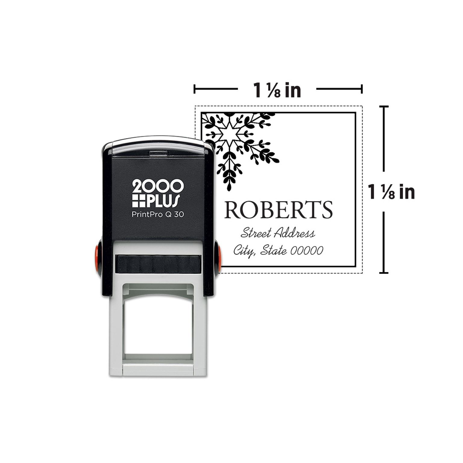 Custom 2000 Plus® PrintPro™ Q30 Self-Inking Square Holiday Stamp, 1-1/8 x 1-1/8