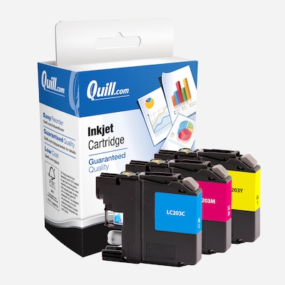 Quill Brand® Remanufactured C/M/Y High Yield Inkjet Cartridge Replacement for Brother LC-203, 3/Pack