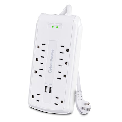 CyberPower Home Office 8-Outlet 2-USB Port Surge Protector, 6, 2700 Joules, White (P806U)