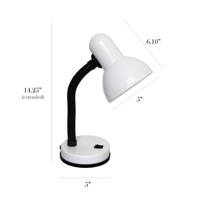 Simple Designs Basic LED Desk Lamp, 14.25", White (LD1003-WHT-LB)