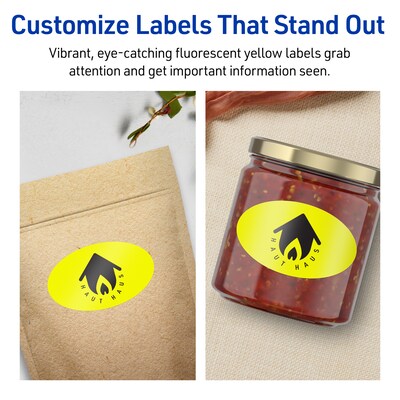 Avery Laser/Inkjet Oval Multipurpose Labels, 2" x 3-1/3", Neon Yellow, 80/Pack (94056)