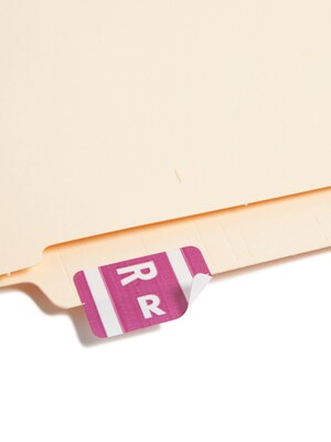 Smead® Alpha-Z Color-Coded Second Letter "R" Labels, 10 Labels Per Sheet, Purple, 1"H x 1 5/8"W, 100 Labels/Pk