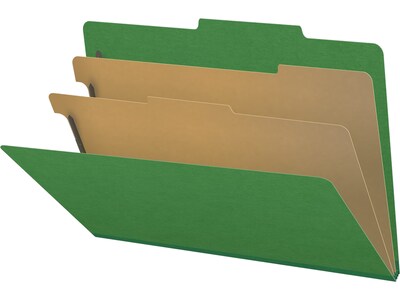 Medical Arts Press Pressboard Classification Folder, 2 Dividers, 2 Expansion, Legal Size, Moss Green, 10/Box