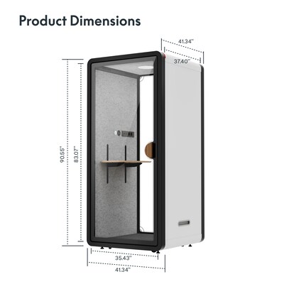 FlexiSpot NeoPod Modular Series Sound Absorbing Privacy Booth, White (P1F-3W)