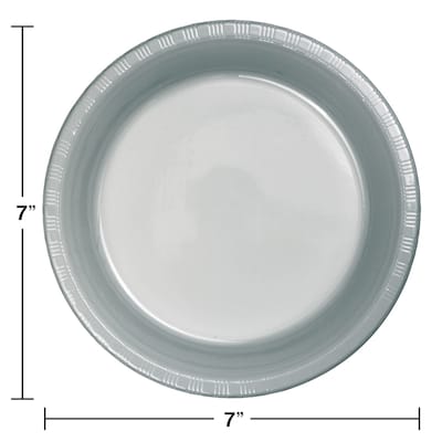 Creative Converting Touch of Color Plastic Dessert Plates, Shimmering Silver, 240/Carton (28106011)