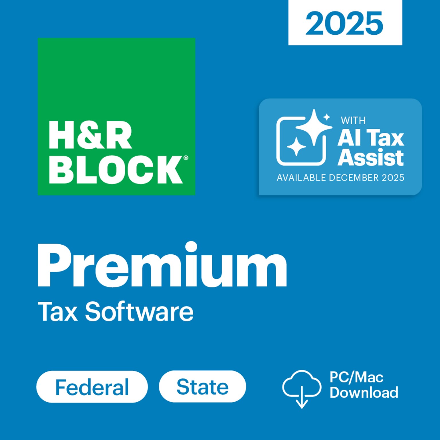 H&R Block Tax Software Premium 2025 for 1 User,  Win/Mac, Download (HRB641800V018)