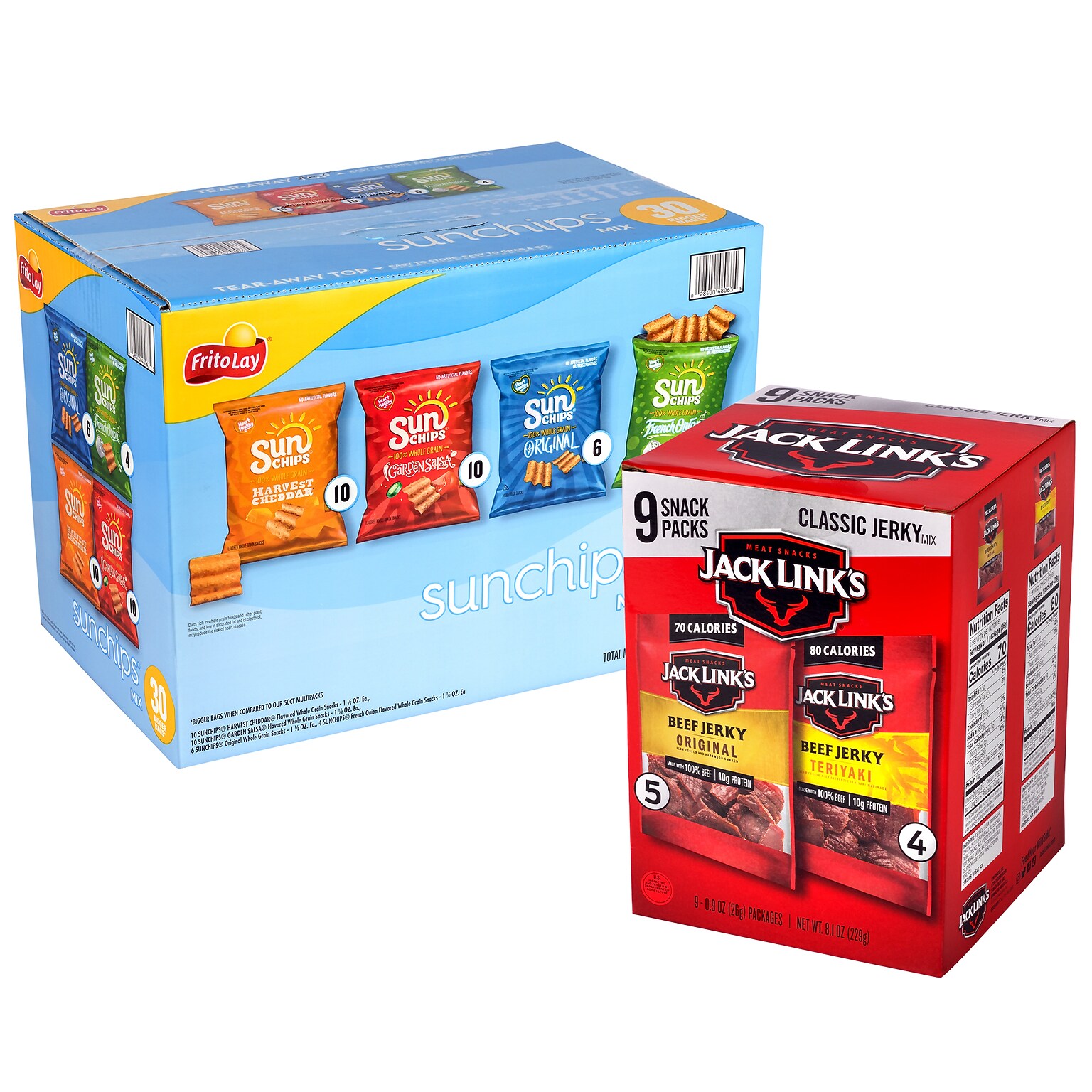 Sunchips Multigrain Chips Variety Pack & Jack Links Beef Jerky Variety Pack, 2/Pack (600-04175)