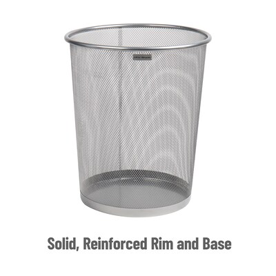 Mind Reader Metal Mesh Trash Can Without Lid, 4.4 Gallon, Silver (1CIRGA-SIL)