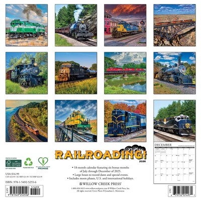 2026 Willow Creek Railroading 12 x 12 Monthly Wall Calendar (52556)