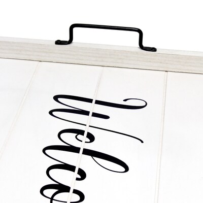 Elegant Designs "Welcome" Decorative Wood Serving Tray w/ Handles, 15.50" x 12", White Wash (HG2000-WWC)