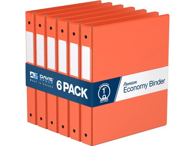 Davis Group Premium Economy 1 3-Ring Non-View Binders, Orange, 6/Pack (2311-19-06)