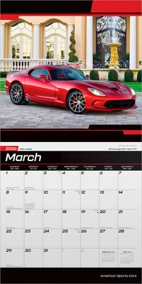 2026 Plato American Sports Cars 12" x 12" Monthly Wall Calendar (9798330701896)