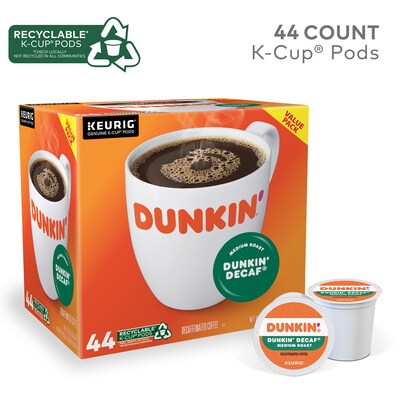 Dunkin' Decaf Coffee Keurig® K-Cup® Pods, Medium Roast, 44/Box (373149)