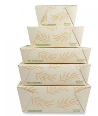 World Centric No Tree Sugercane Takeout Container, 46 oz., Natural, 300/Carton (WORTONT8)