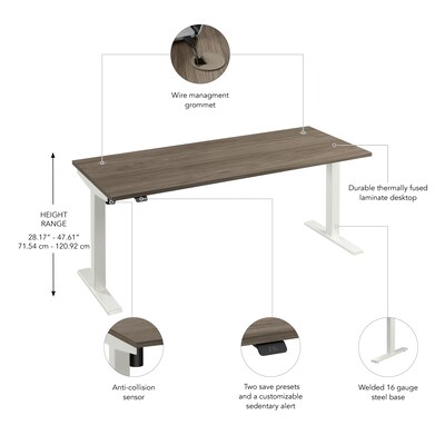 Bush Business Furniture Move 40 Series 72"W Electric Adjustable Standing Desk, Modern Hickory (M4S7230MHWK)