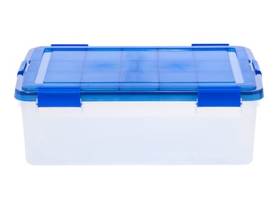 Iris WeatherPro 40 Qt. Latch Lid Storage Bin, Clear/Blue (500202)