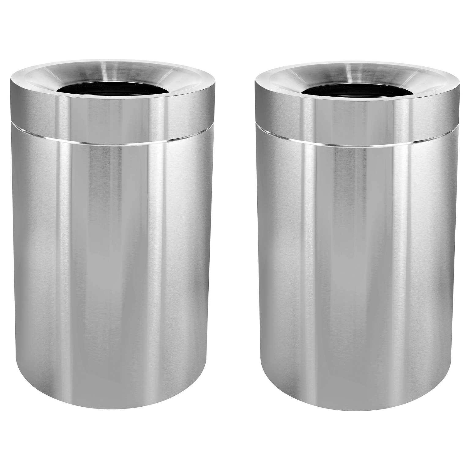 Alpine Industries Stainless Steel Trash Can with Open Lid, 100 Gallon, Silver, 2/Pack (ALP475-50-2PK)