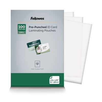 Fellowes Thermal Laminating Pouches, ID Tag, 5 Mil, 100/Pack (52016)