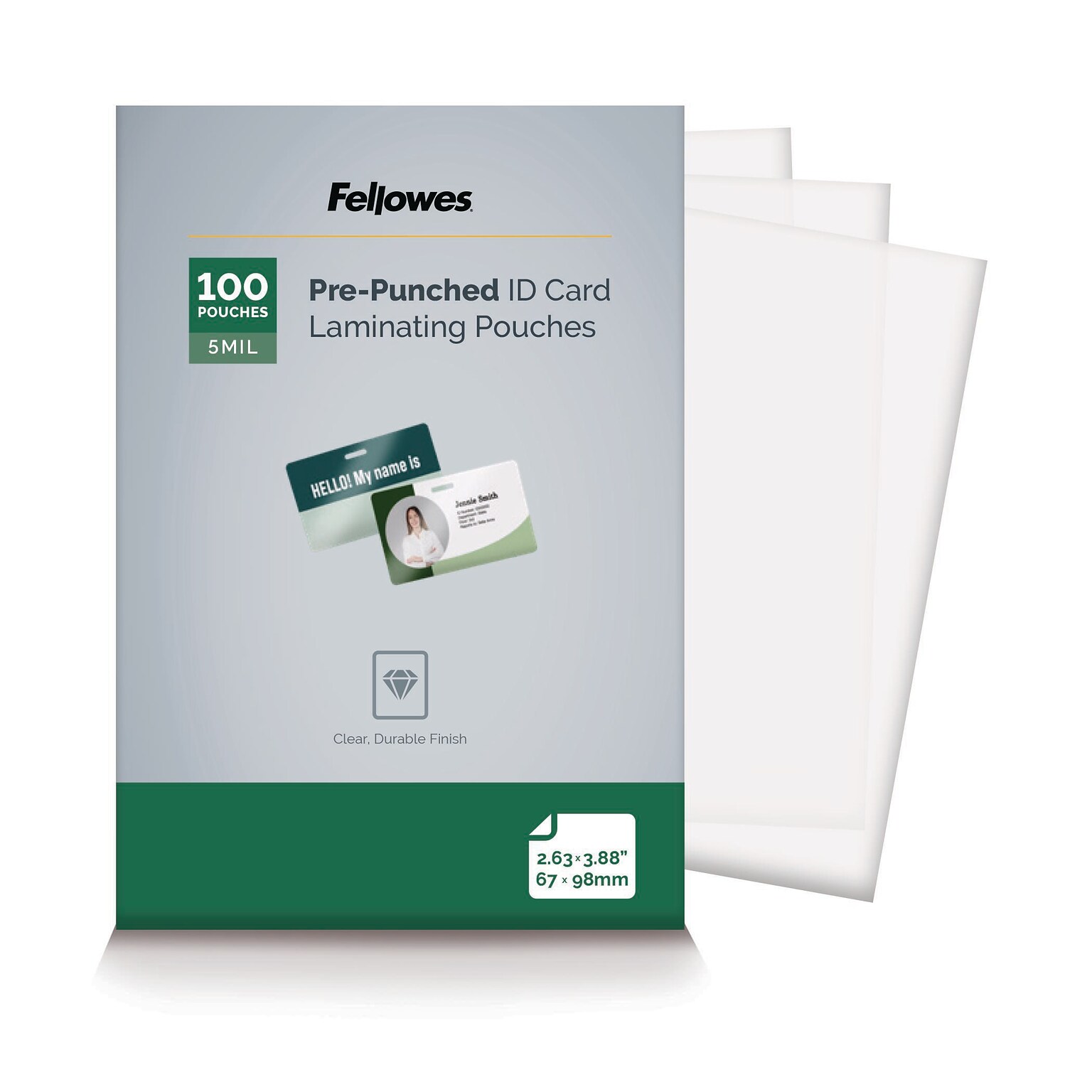 Fellowes Thermal Laminating Pouches, ID Tag, 5 Mil, 100/Pack (52016)