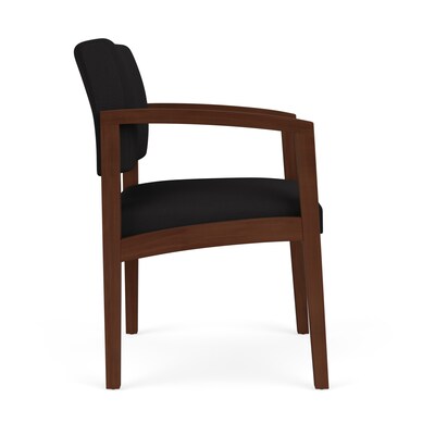 Lesro Lenox Wood Fabric Guest Chair, Open House Black/Walnut (LW1101.WWL-01OHBK)