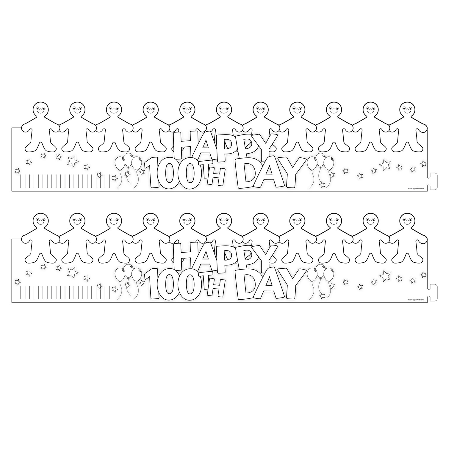 Hygloss Happy 100th Day Paper Crowns, 5 x  25, White, 24/Pack, 2 Packs/Bundle (HYG65266-2)
