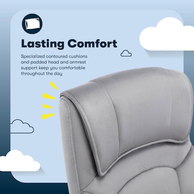 Serta Comfort Classic Ergonomic Velvet Fabric Swivel Executive Chair, Gray (CCHR10005A)