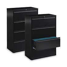 Hirsh Industries® Lateral File Cabinet, 4 Letter/Legal/A4-Size File Drawers, Black, 36 x 18.62 x 52.