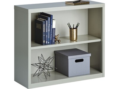 Hirsh HL8000 Series 30"H 2-Shelf Bookcase with Adjustable Shelf, Light Gray Steel (21988)