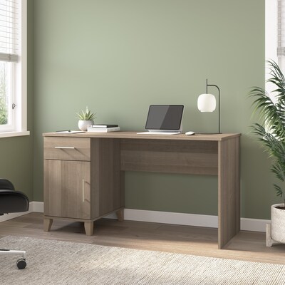 Bush Furniture Somerset 54"W Office Desk with Drawer and Storage Cabinet, Ash Gray (WC81654)
