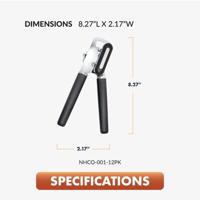 Newhouse Can Opener, Black/Silver, 12/Pack (NHCO-001-12PK)