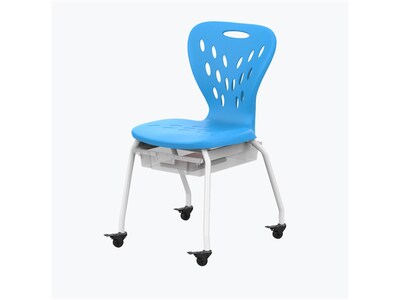 Luxor Plastic/Steel Kids Desk Chair with Wheels and Storage, Blue/White (MBS-CHAIR)