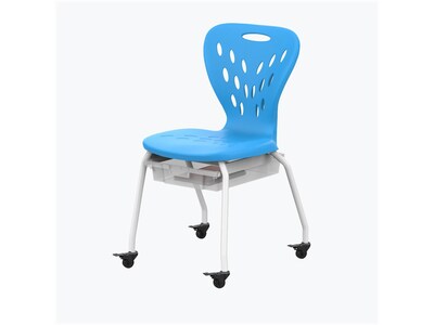 Luxor Plastic/Steel Kids' Desk Chair with Wheels and Storage, Blue/White (MBS-CHAIR)