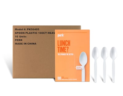 Perk™ Polystyrene Spoon, Heavy-Weight, White, 1000/Carton (PK56405CT)