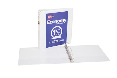 Avery Economy 1 1/2" 3-Ring View Binders, Round Ring, White 12/Pack (05726)