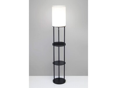 Adesso Charging Station 66.5" Black Floor Lamp with White Drum Shade (3116-01)