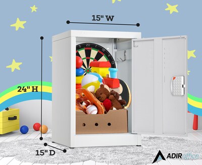 AdirOffice 24"H Single Tier White Storage Locker (ADI629-02-WHI-DL)