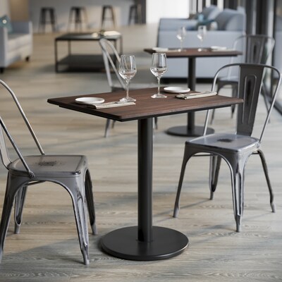 Flash Furniture Acadia Wooden Dining Table with Round Base, 23.75"D x 29.75"W, Dark Brown/Black Base (ST2430WBRTR18)