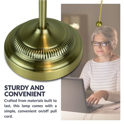 Newhouse Lighting Morgan Banker 14.5" LED Table Lamp, Antique Green (NHDK-MO-GO)