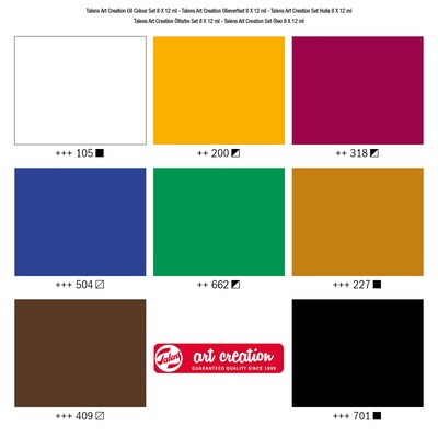 Talens Art Creation Oil Paint, Assorted Colors, 12mL, 8/Set, 2 Sets/Bundle (TLN9020108M-2)
