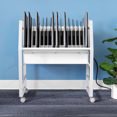 Luxor 16-Unit USB-C Open Charging Cart, White Powder-Coated Steel (CHMC005)