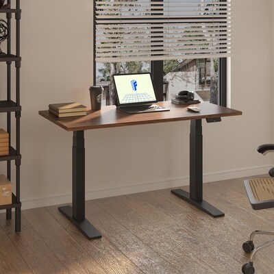 FlexiSpot E7COMMERCIAL 55''W Electric Height Adjustable Standing Desk, Black Walnut/Black(E7BCOM5528-BW)