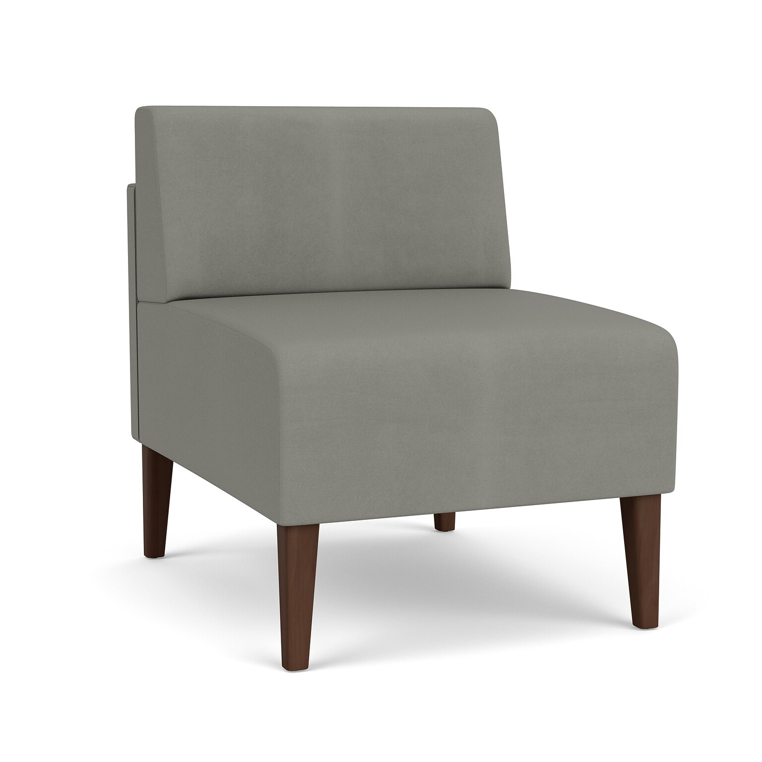 Lesro Luxe Vinyl Lounge Chair, Armless, Patriot Plus Dove/Riftwood Walnut (LX1102.FRW-01PPDO)