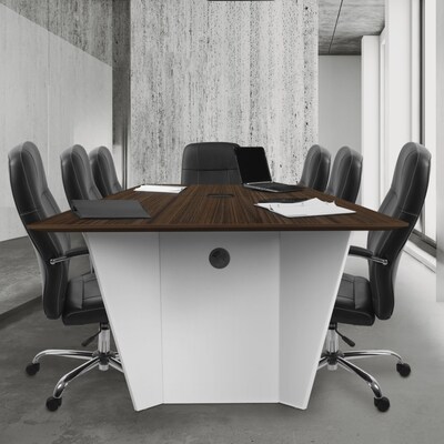 Array 120 Conference Table with Power Data Grommet, New Walnut/White (ACT12048NWWH)