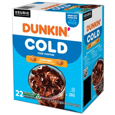 Dunkin' Cold Caramel Iced Coffee Keurig® K-Cup® Pods, Medium Dark Roast, 88/Carton (5000375314CT)