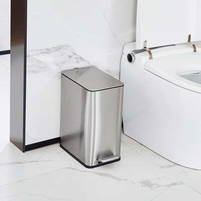 NineStars Stainless Steel Indoor Step-On Trash Can, 2.6 Gallons, Silver (XZD-10-88)