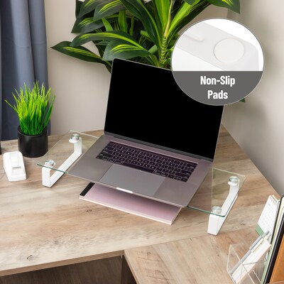 Mind Reader Contemporary Monitor Stand and Laptop Riser, Clear (GLASS-CLR)